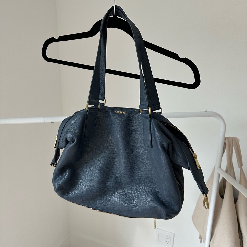 Fossil Navy Blue Leather Women's Bag